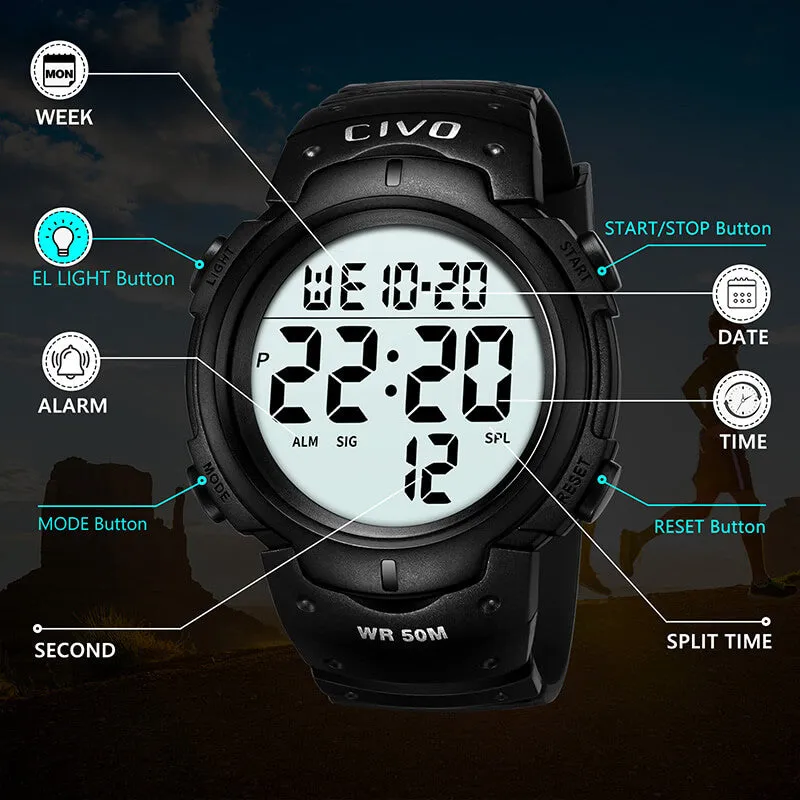 1068C | Quartz Digital Men Watch | Rubber Band