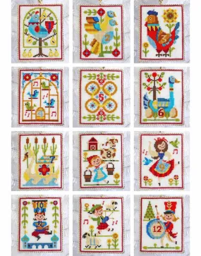 12 Days of Christmas Cross Stitch Sampler Pattern, Satsuma Street