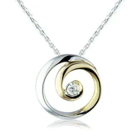 9ct White and Yellow Gold Circle Pendant 6L58D