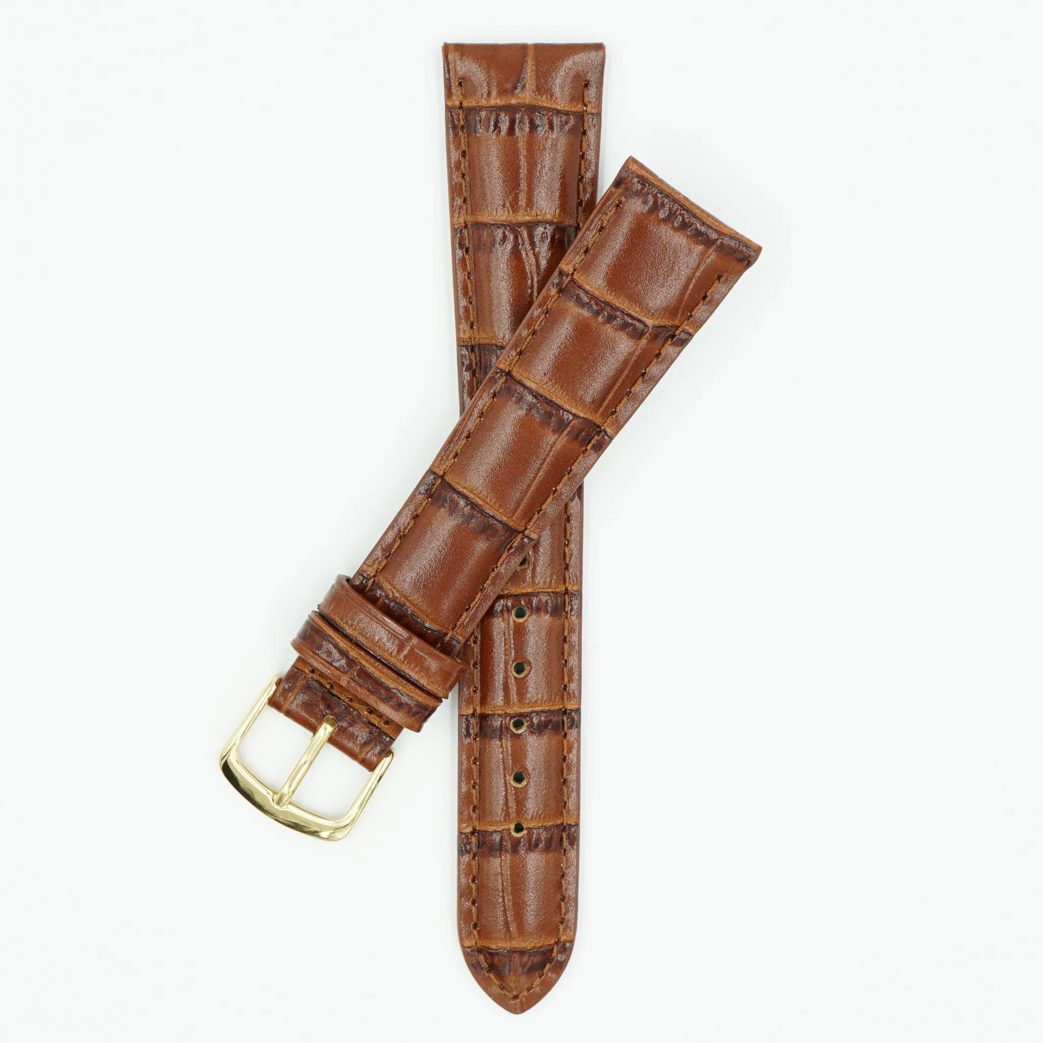 Alligator Grain Chestnut Long Leather Watch Band