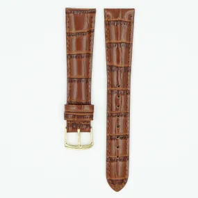 Alligator Grain Chestnut Long Leather Watch Band