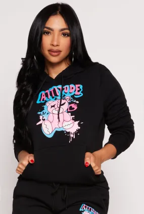 Attitude Bear Graphic Pullover Hoodie