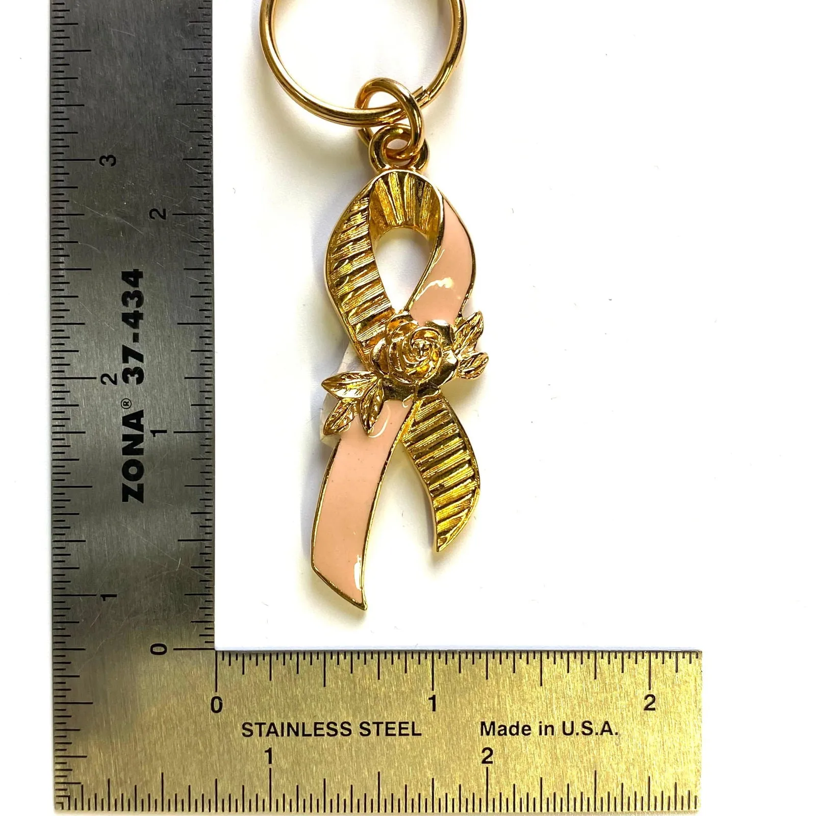 Breast Cancer Awareness Pink Ribbon Souvenir Keychain Key Ring Metal Multicolor