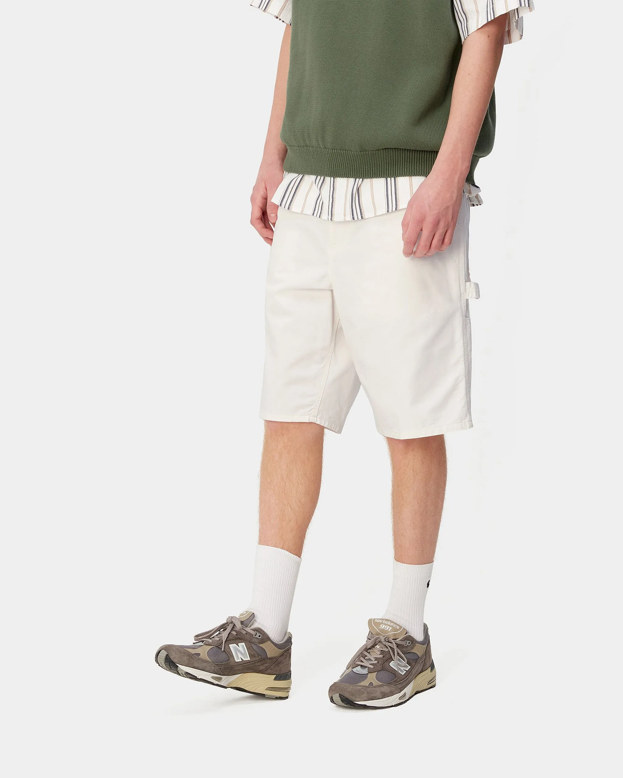 Carhartt WIP Single Knee Shorts - Off White Rinsed