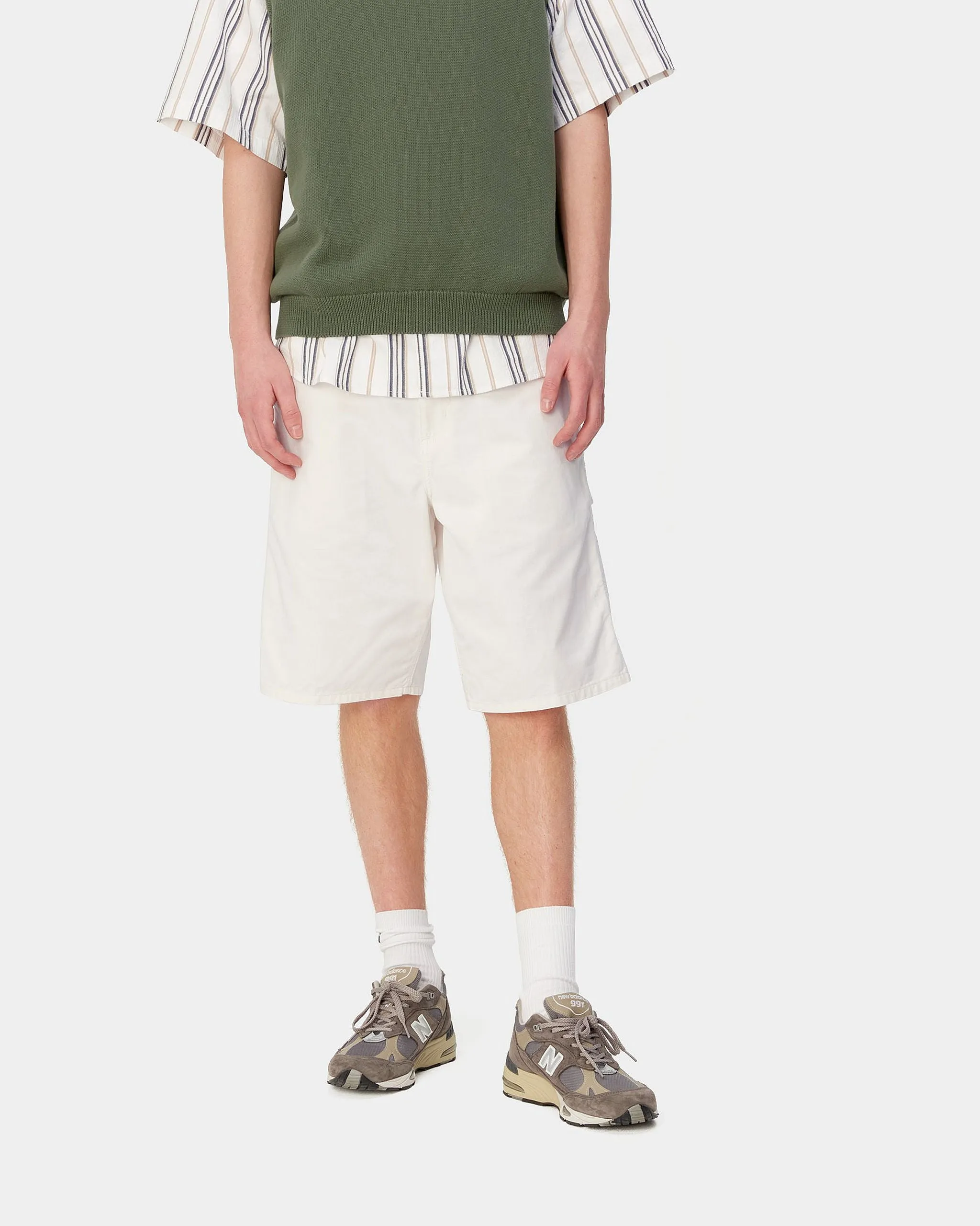 Carhartt WIP Single Knee Shorts - Off White Rinsed