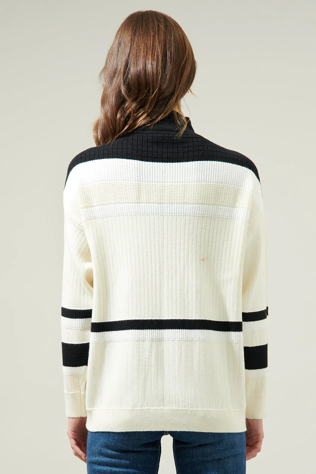 Carie Striped Mock Neck Sweater