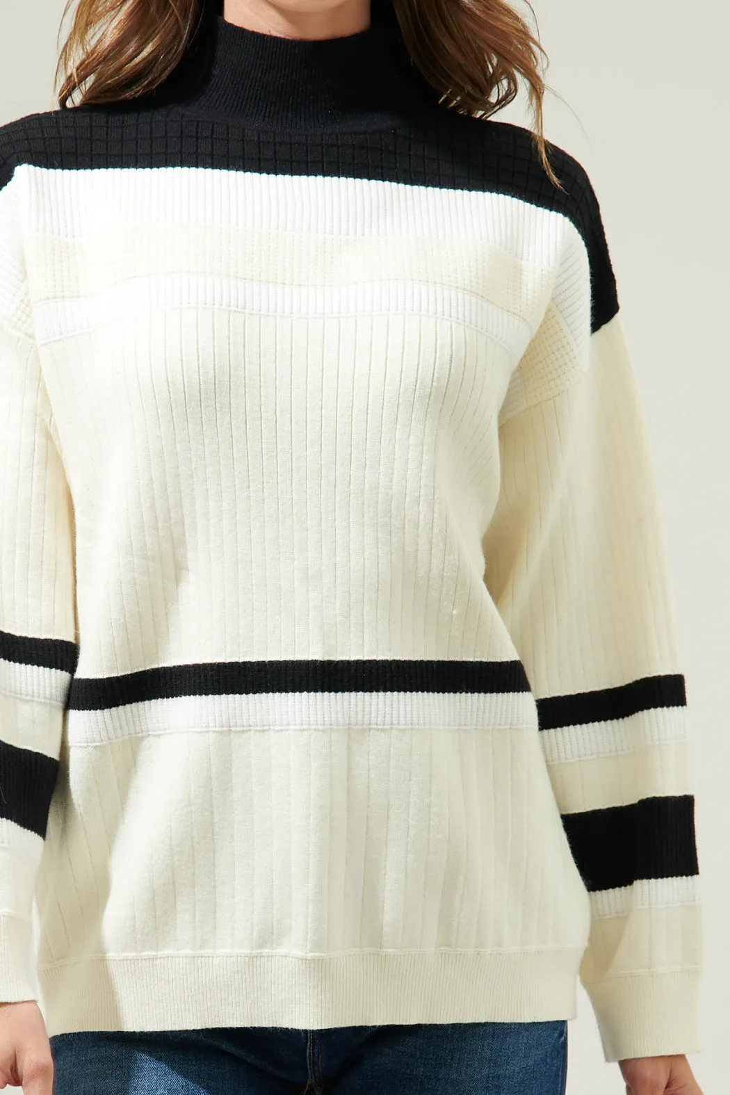 Carie Striped Mock Neck Sweater