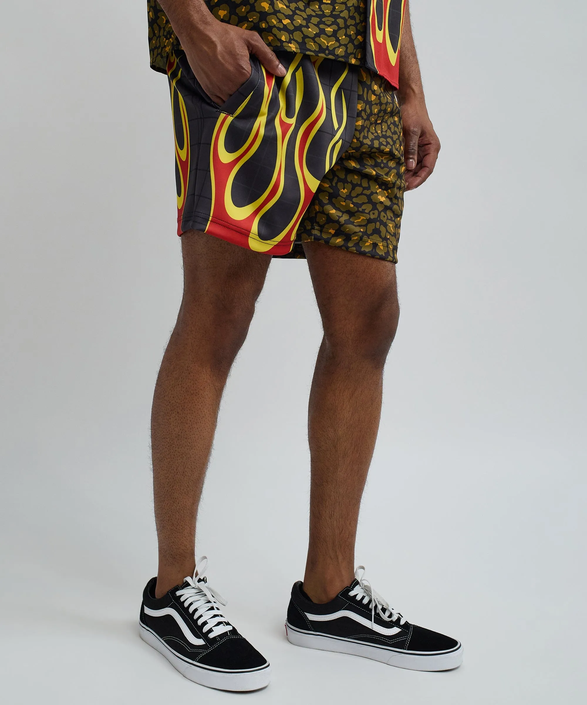 Cheetah And Flames Split Shorts