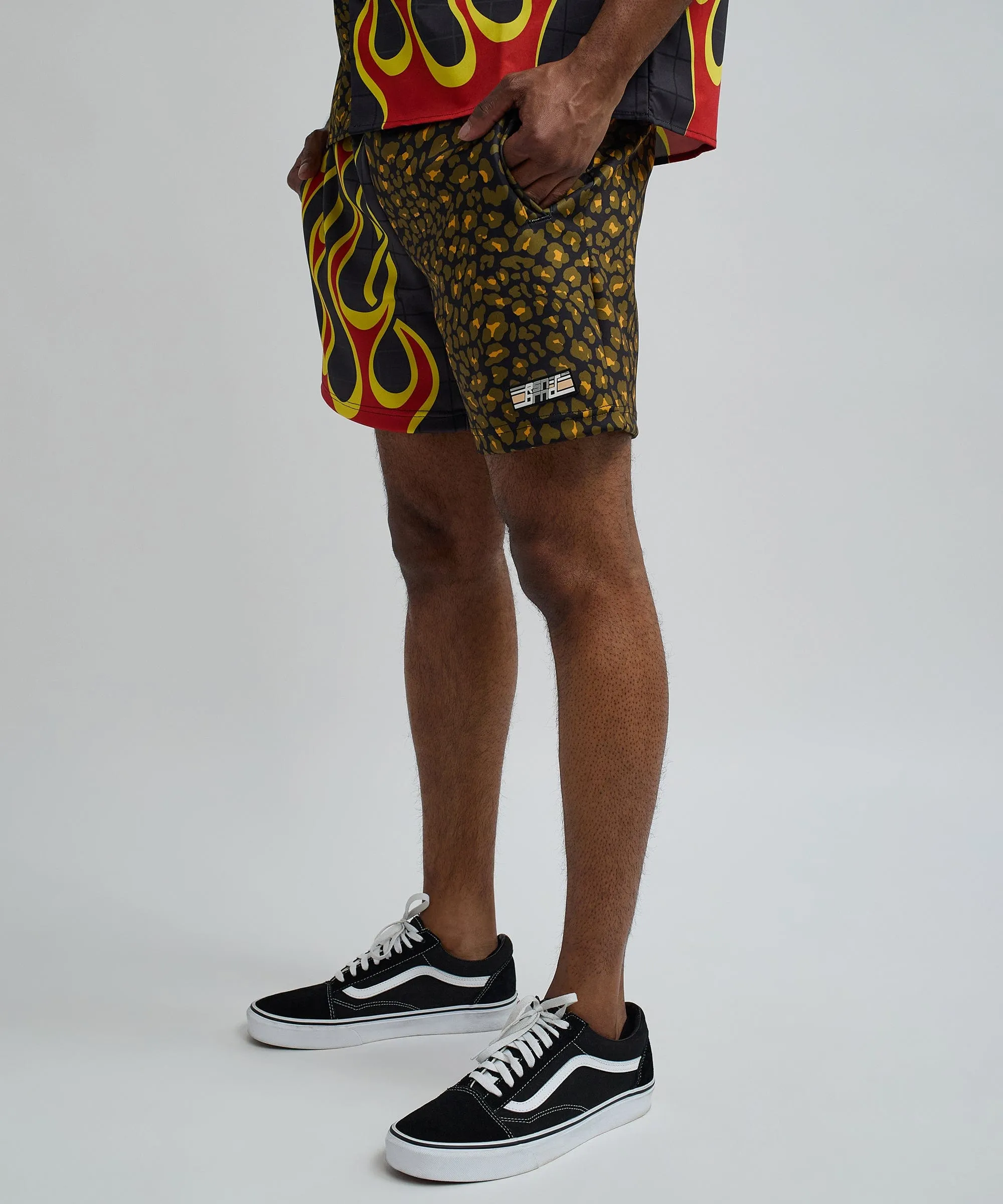 Cheetah And Flames Split Shorts