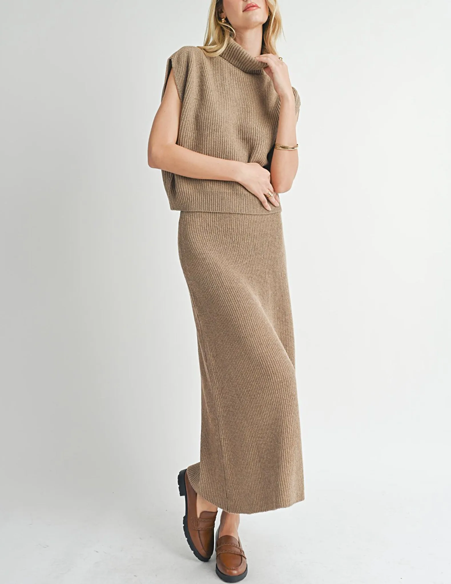 Crosby Sleeveless Ribbed Turtleneck Sweater