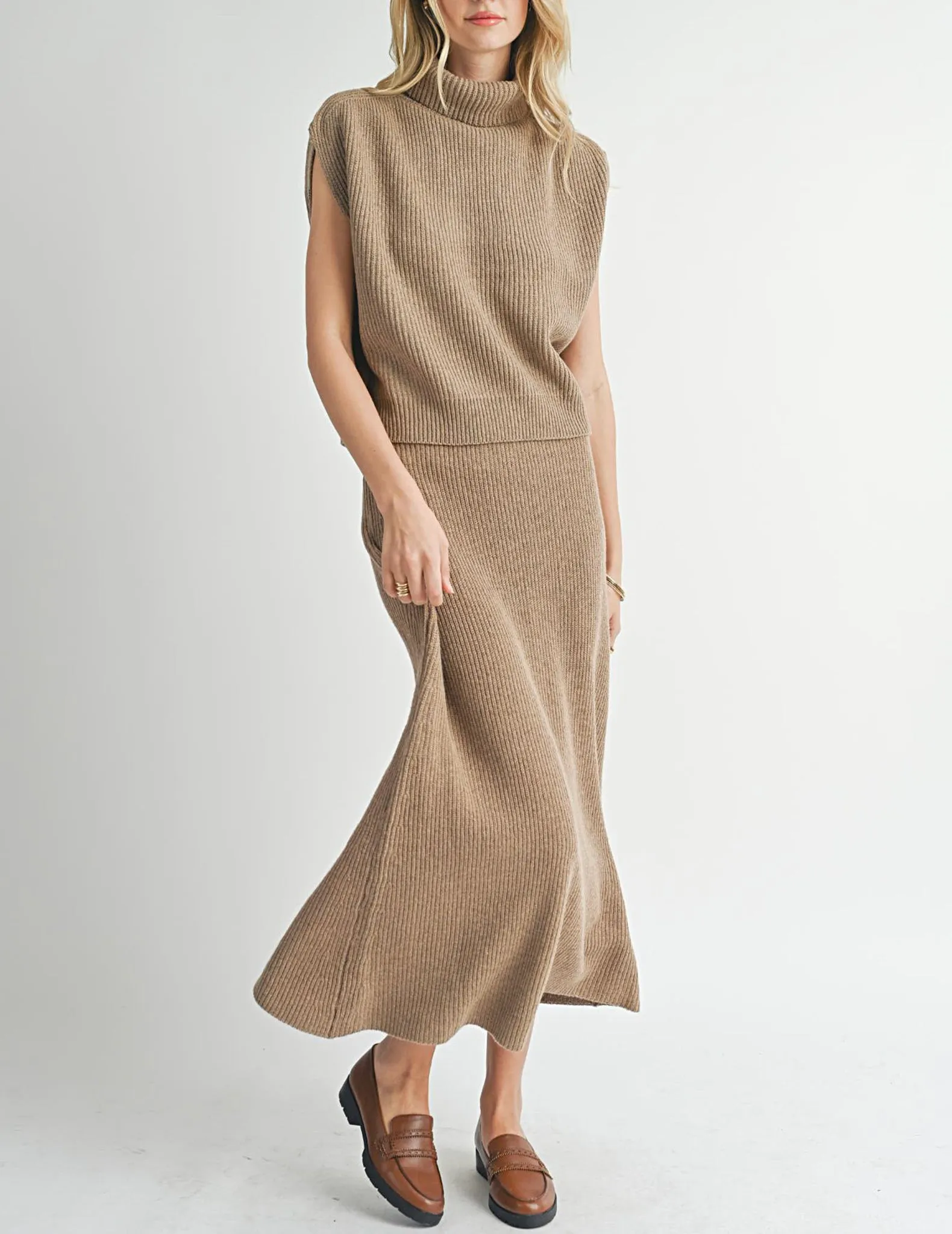 Crosby Sleeveless Ribbed Turtleneck Sweater