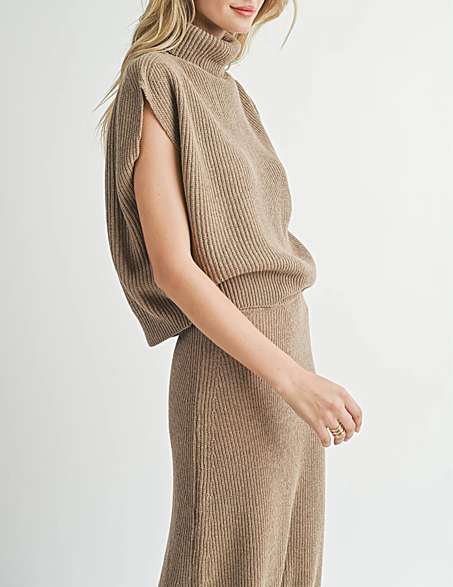 Crosby Sleeveless Ribbed Turtleneck Sweater