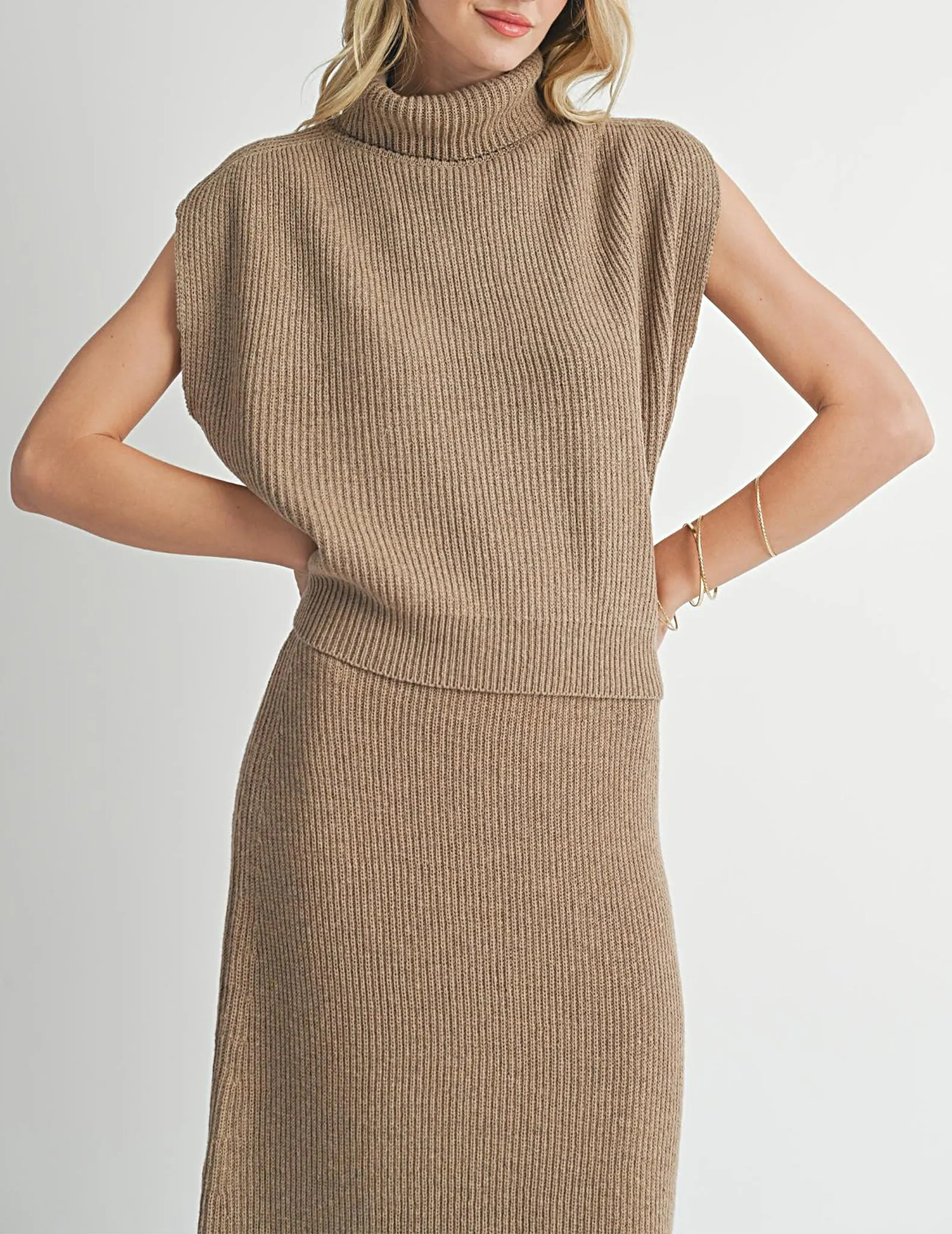 Crosby Sleeveless Ribbed Turtleneck Sweater