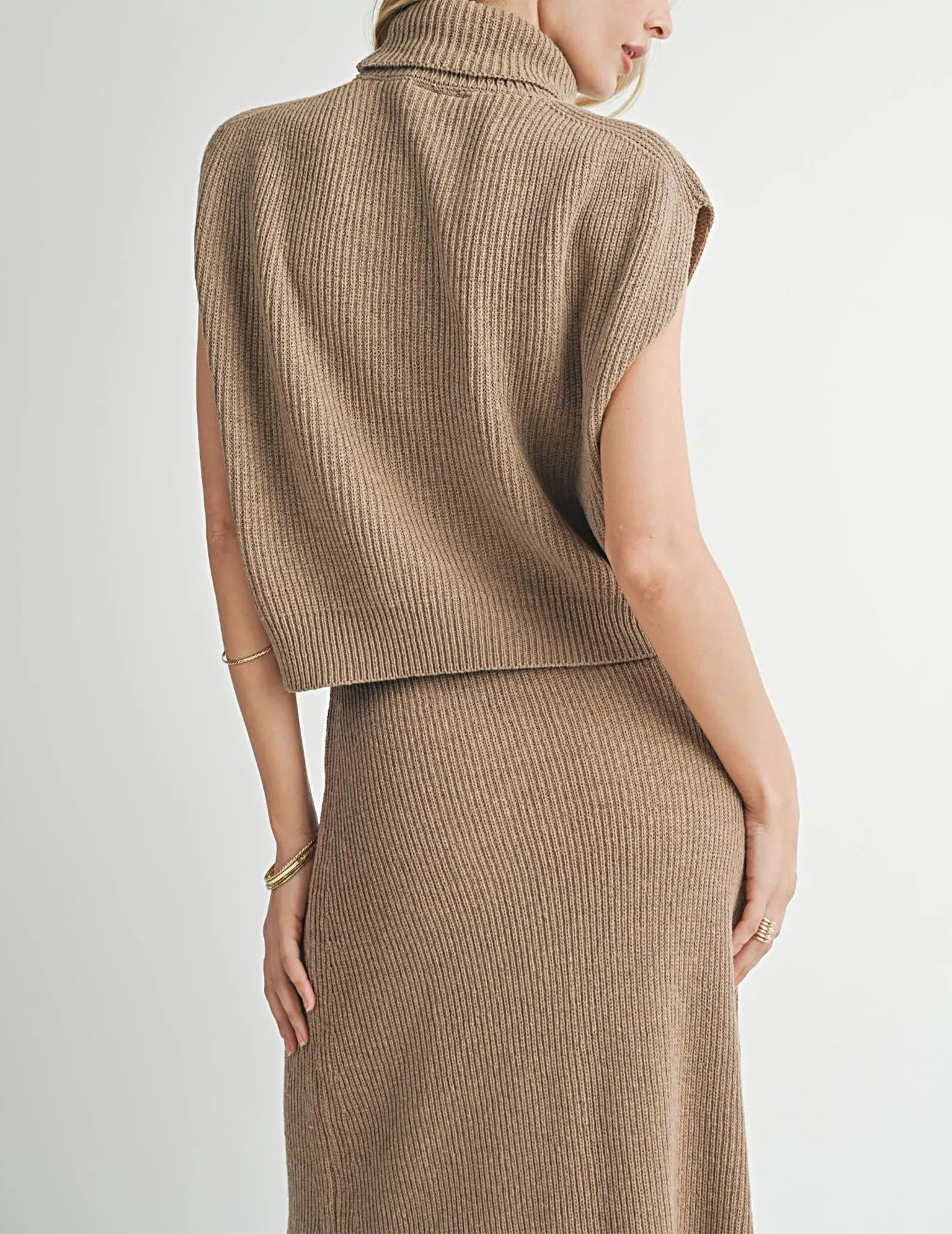 Crosby Sleeveless Ribbed Turtleneck Sweater