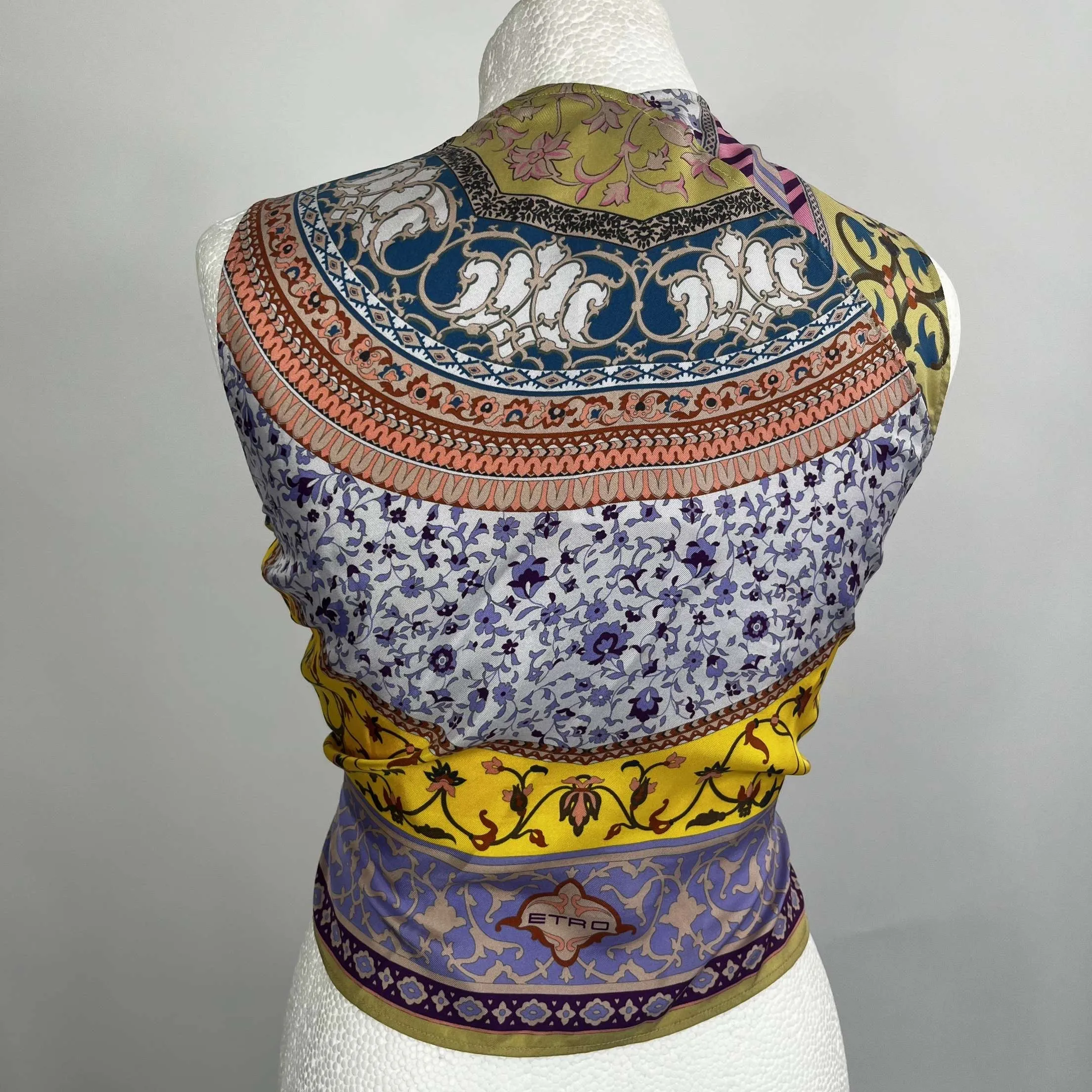 Etro Multi Print Silk Wraparound Top S