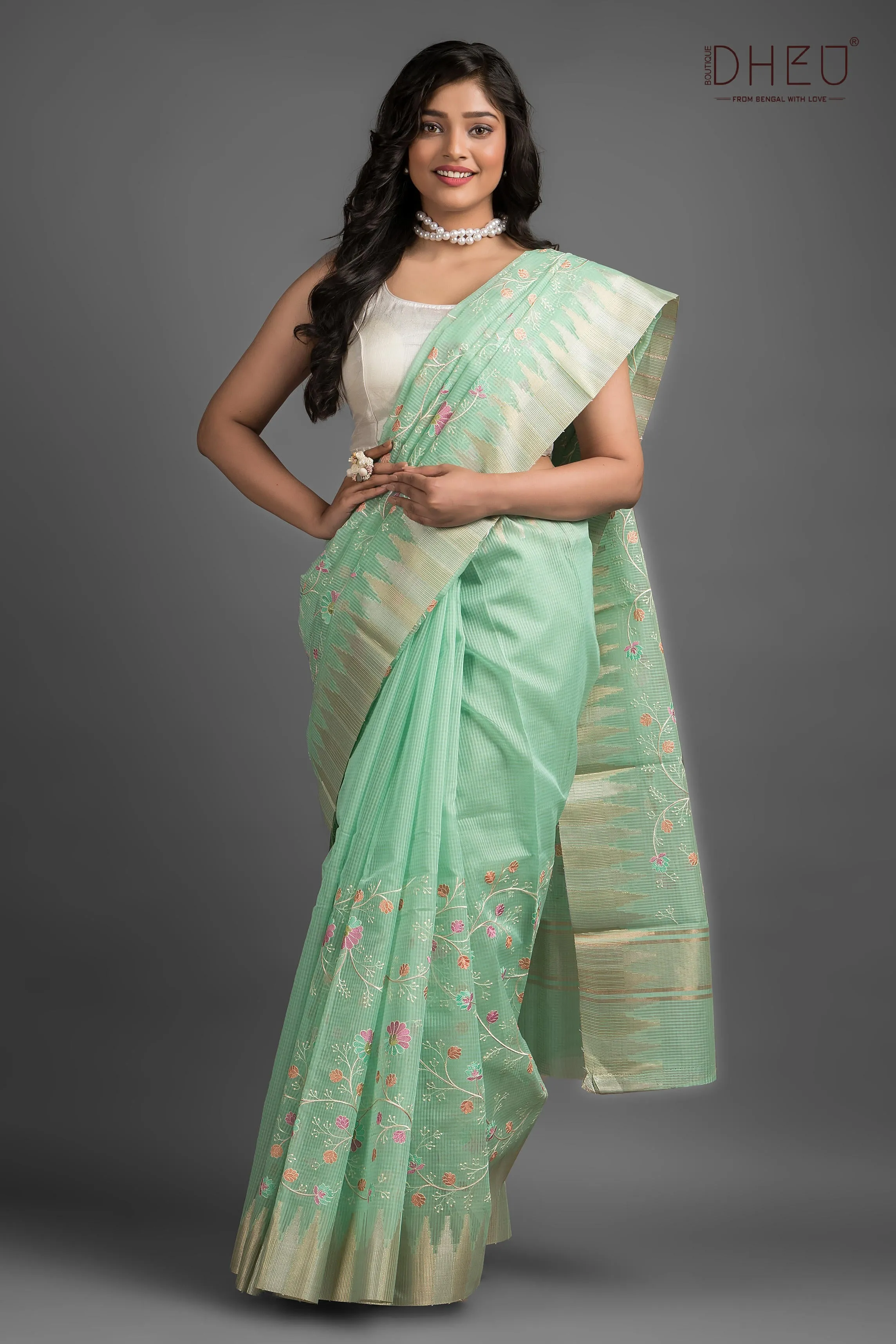 Exclusive Embroidery Kota Silk Saree