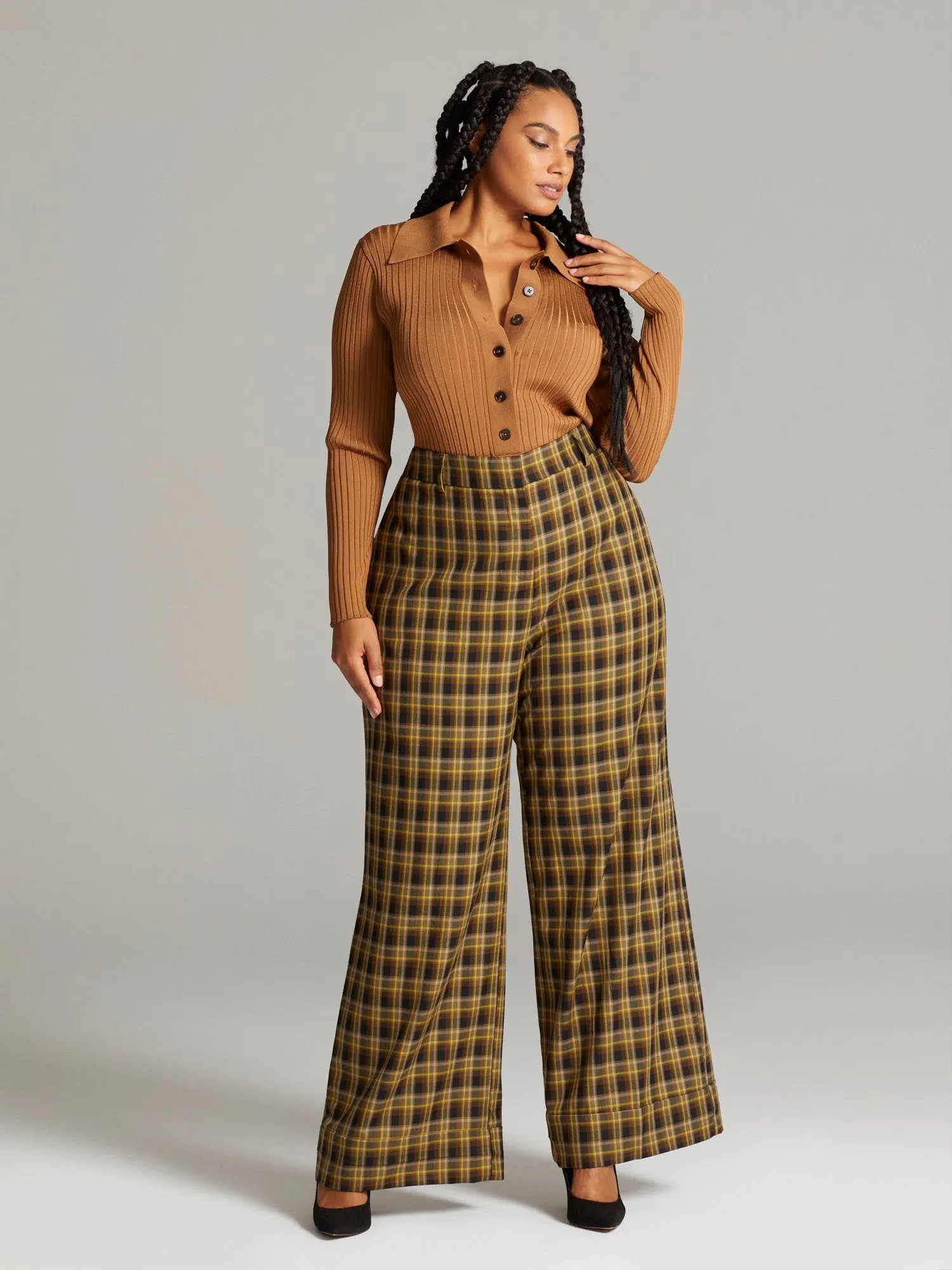 Faven Plaid Wide Leg Pants