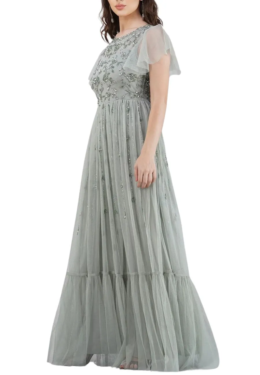 Grey Marly Embellished Maxi Dress