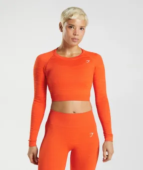 Gymshark Adapt Marl Seamless Long Sleeve Crop Top - Pepper Red/Zesty Orange