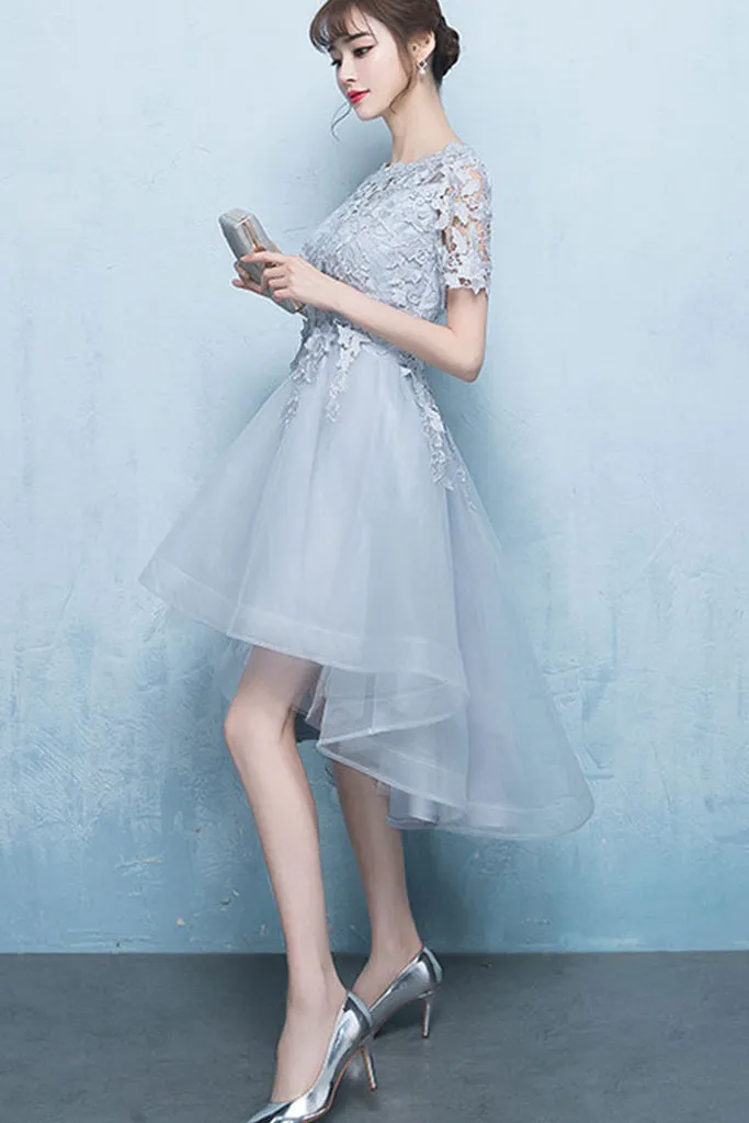 Hollow Out Patchwork High Low Tulle Formal Dress