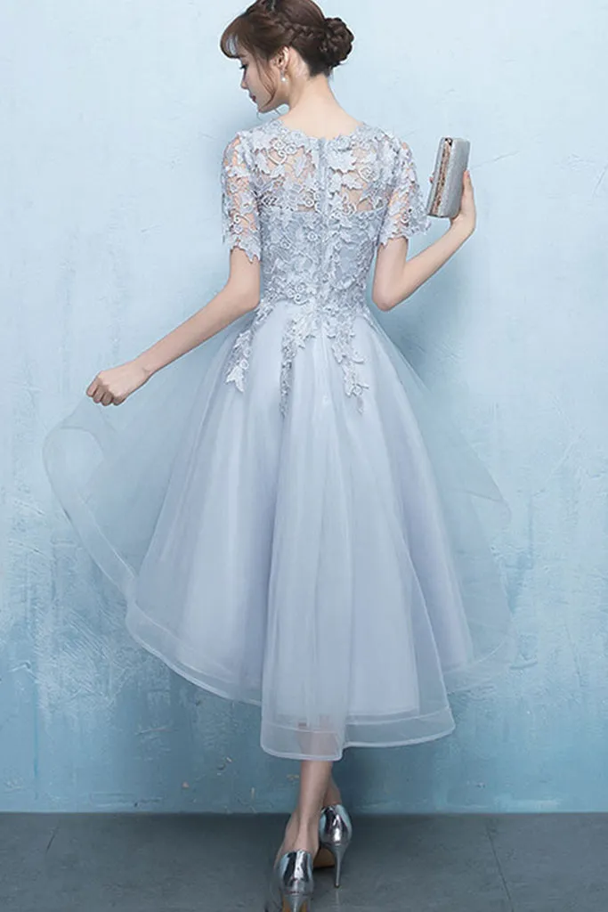 Hollow Out Patchwork High Low Tulle Formal Dress