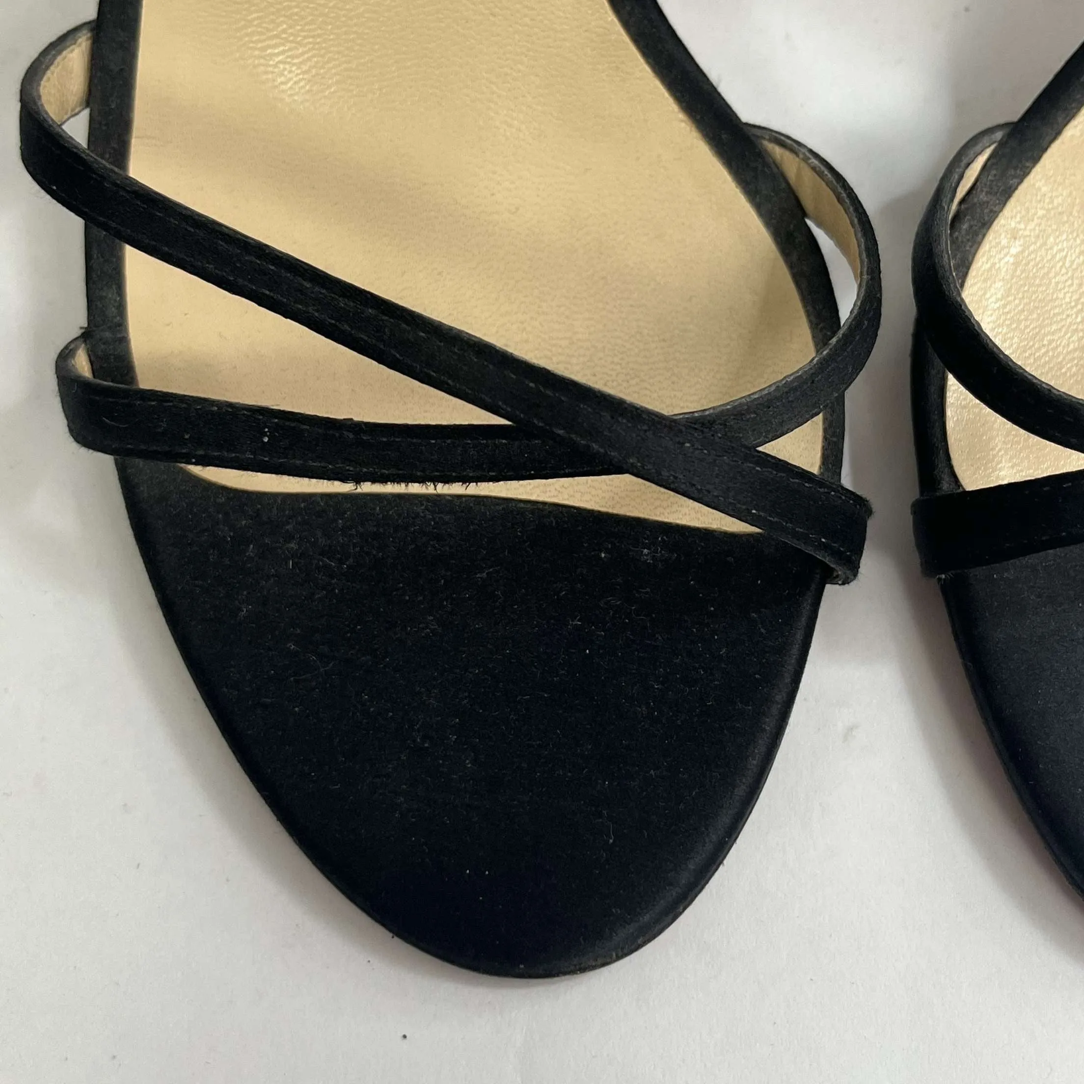 Jimmy Choo Black Silk Strappy Heel Sandals 38