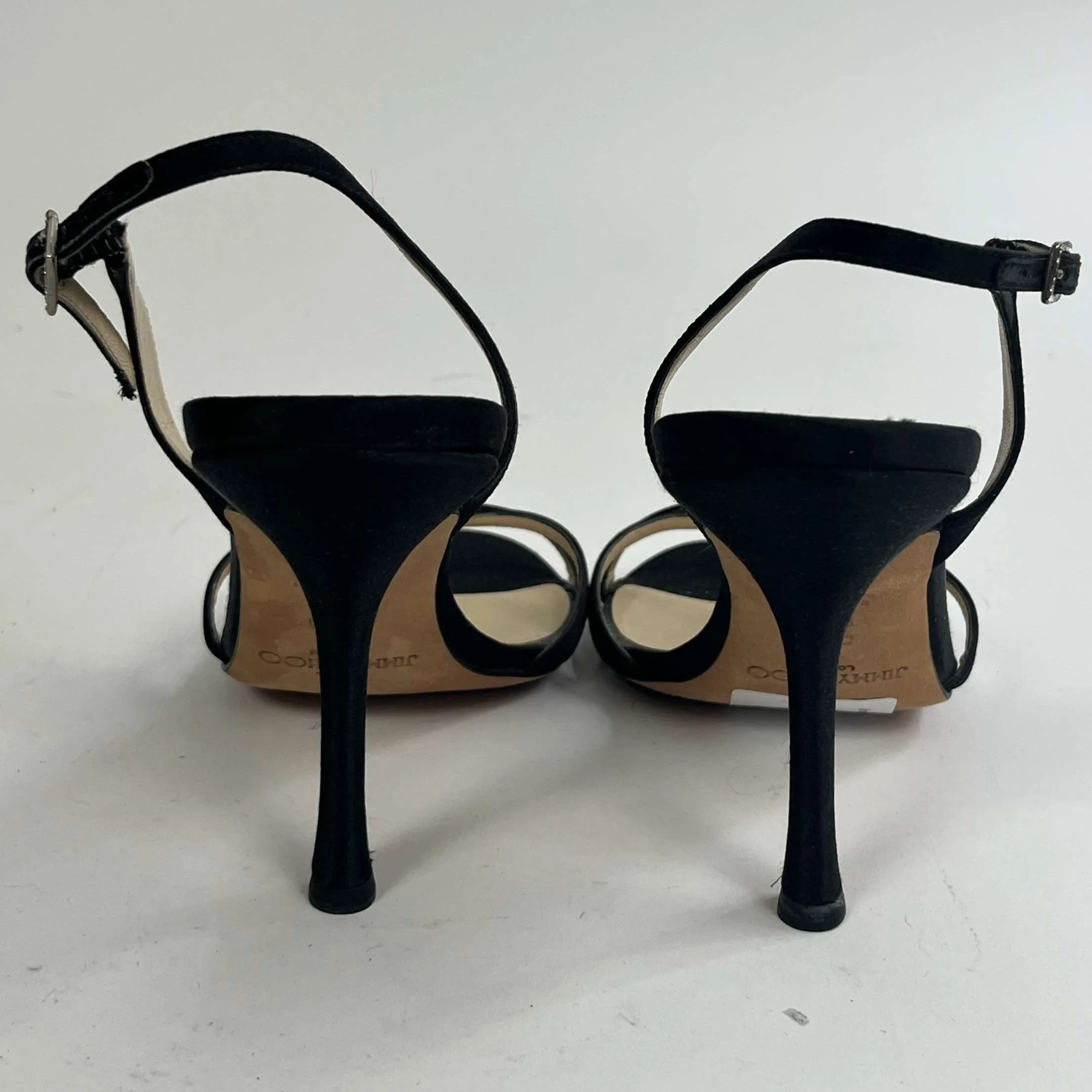 Jimmy Choo Black Silk Strappy Heel Sandals 38