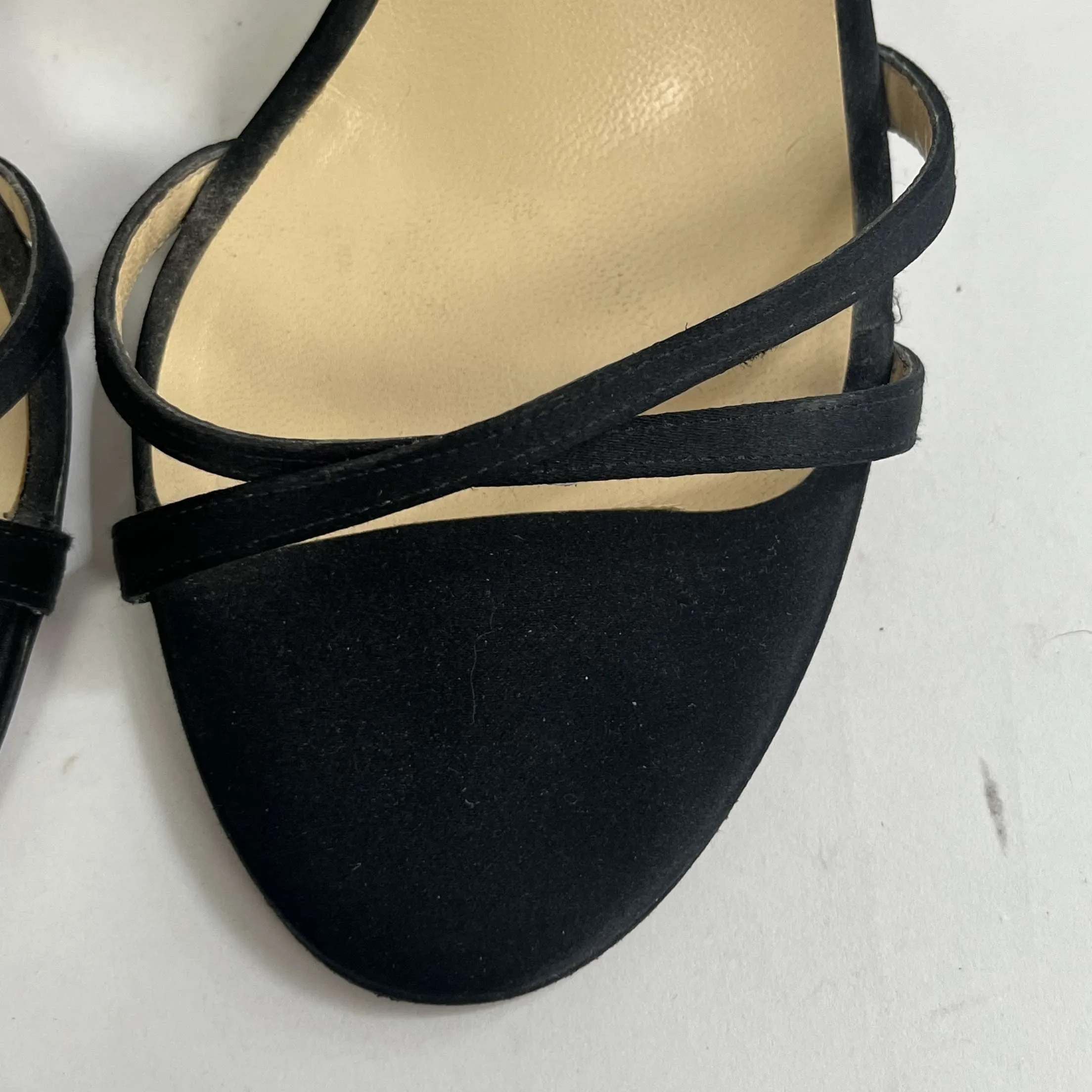 Jimmy Choo Black Silk Strappy Heel Sandals 38