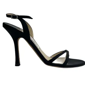 Jimmy Choo Black Silk Strappy Heel Sandals 38