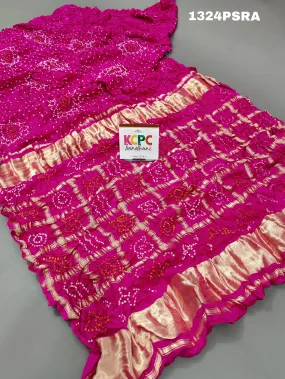 KcPc Beautiful New Design Pure Gaji silk Bandhani gharchola pallu Saree