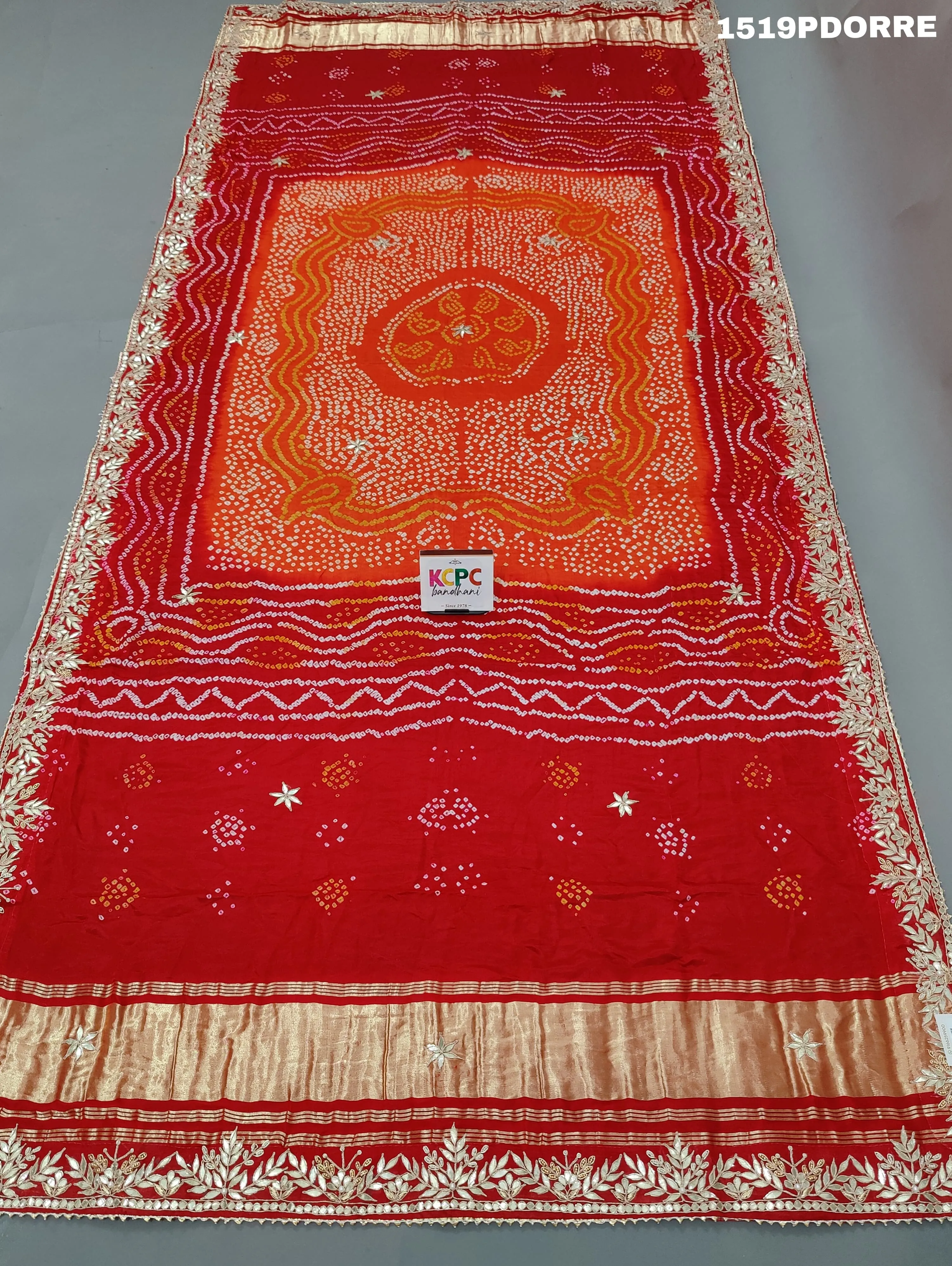 KcPc Beautiful pure gaji silk bandhani Gotapatti Work Dupatta,RS