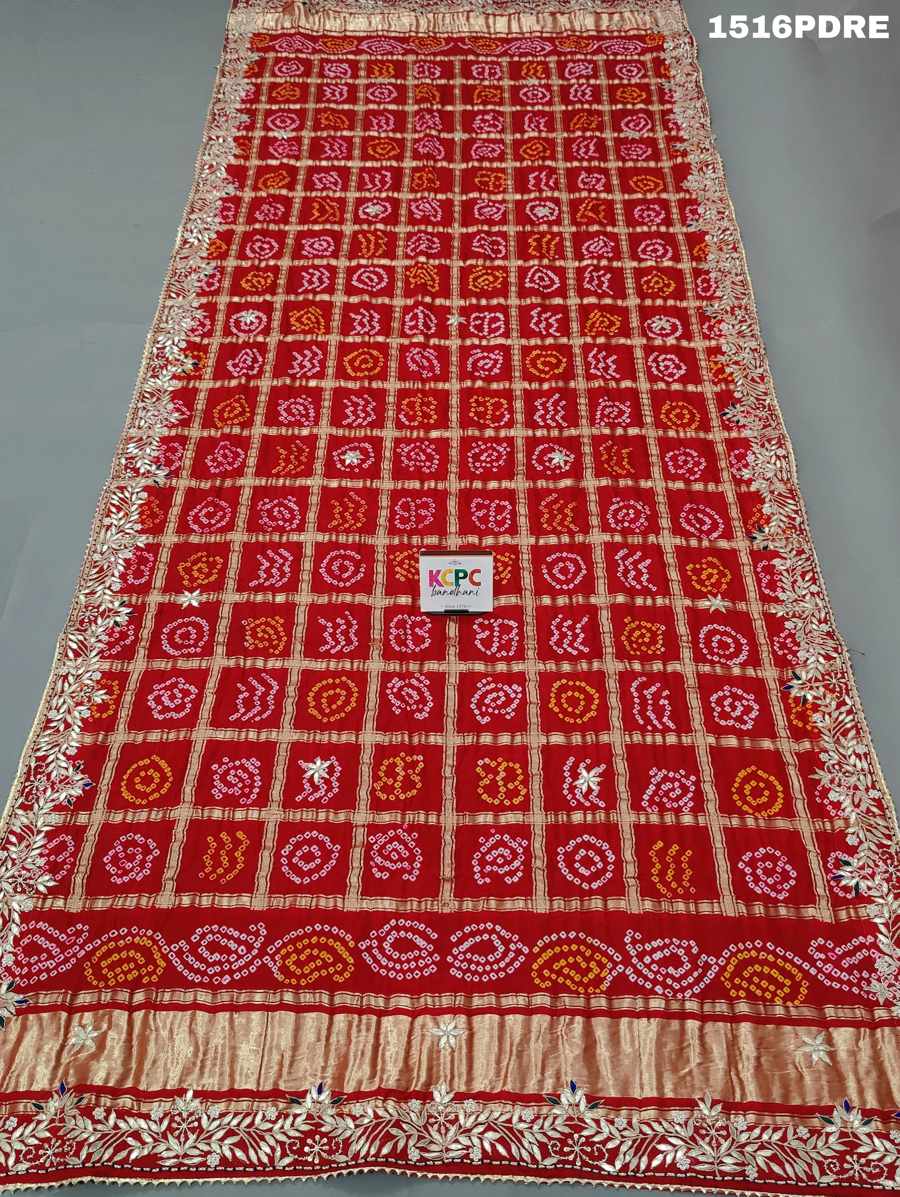 KcPc New Beautiful pure gaji silk bandhani Gotapatti Work Dupatta,RS