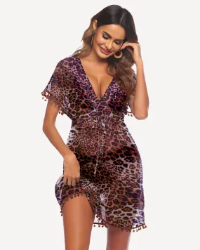 Leopard Print Swimsuit Cover Ups