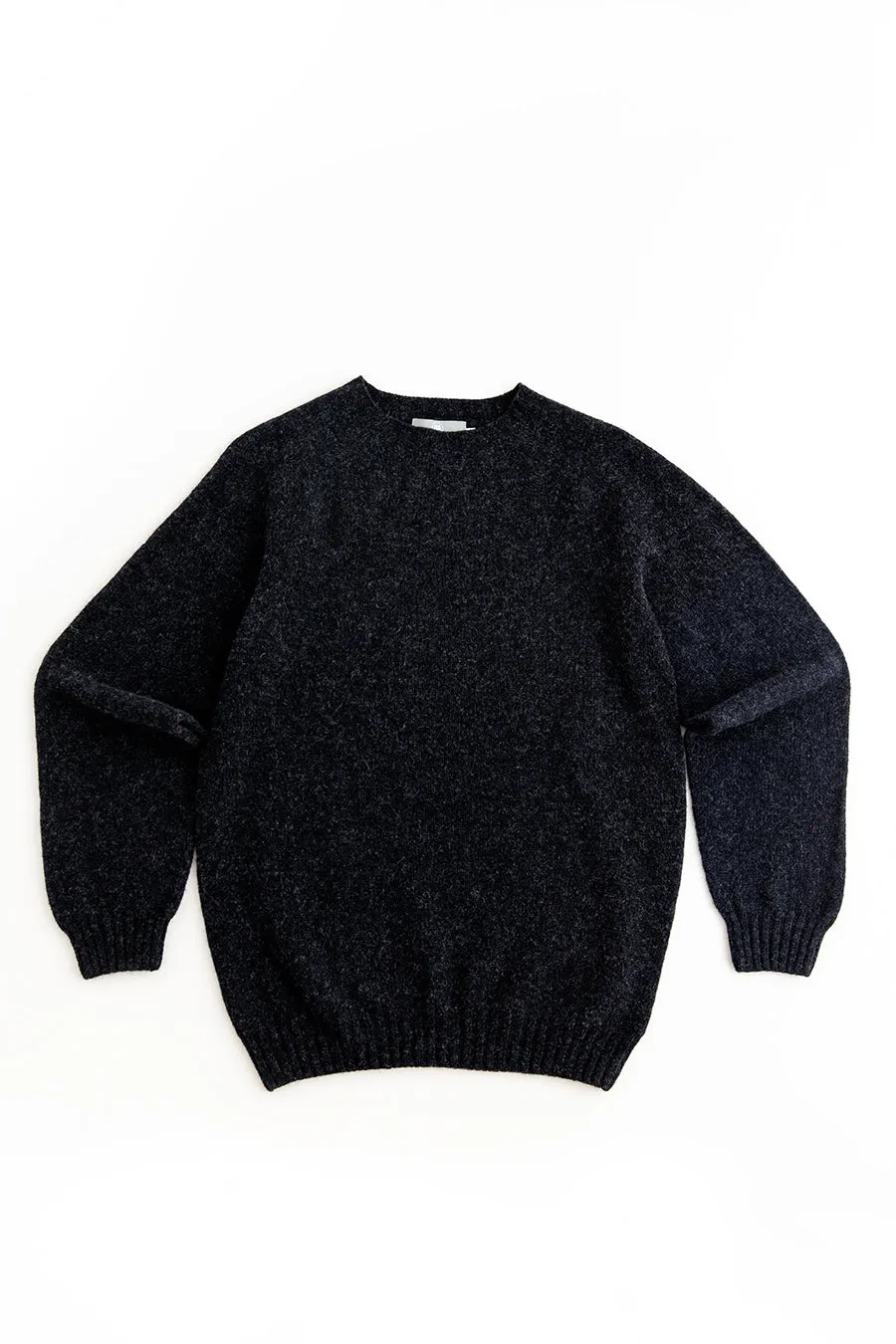 Mens Seamless Saddle Shoulder Shetland Jumper - Charcoal