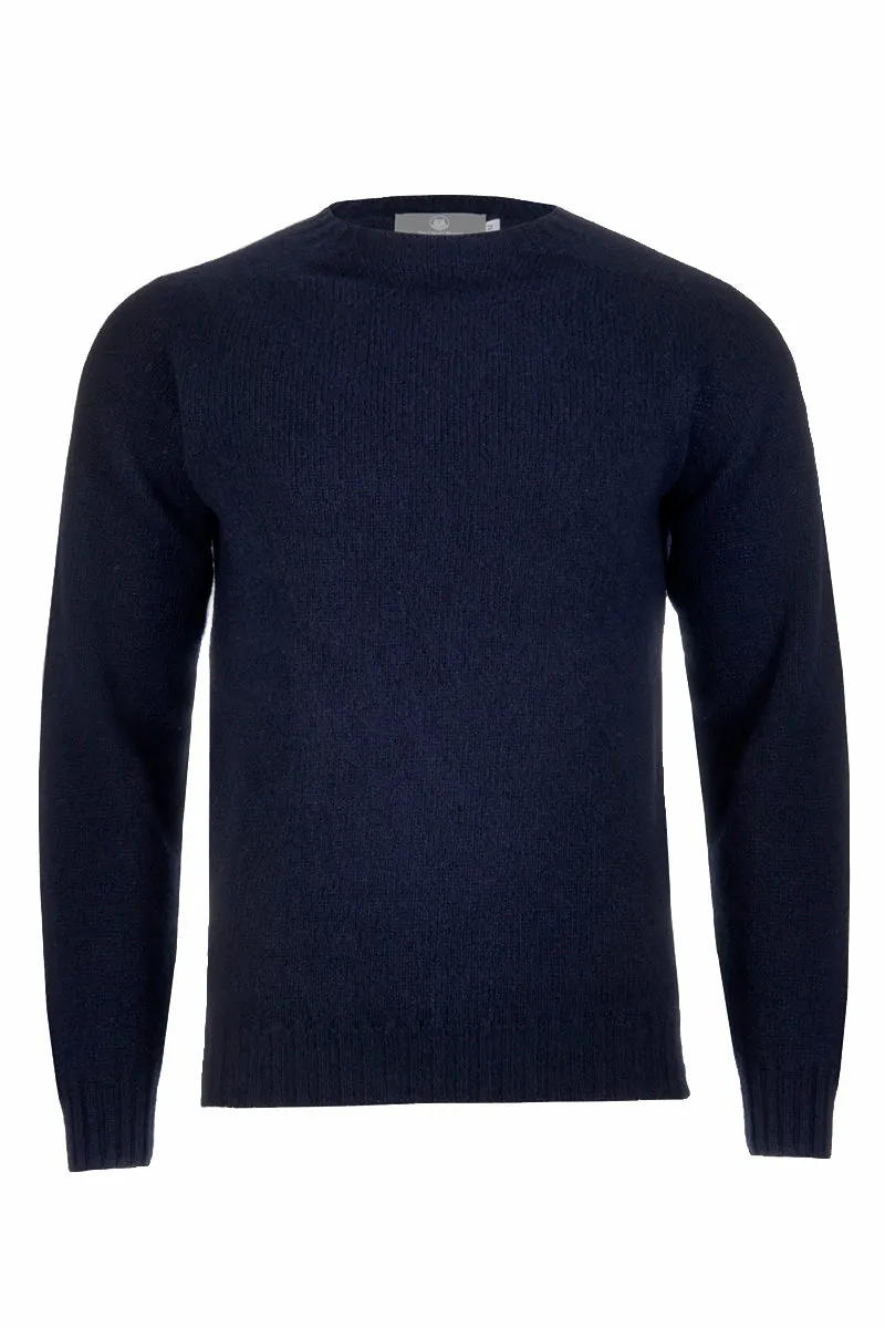 Mens Seamless Saddle Shoulder Shetland Jumper - Navy