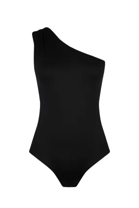 'Peggy' One Shoulder Swimsuit - Black