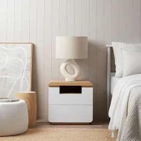 Rhodes Bedside Table - White/Natural