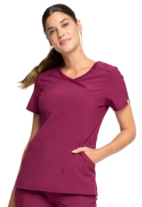 Scrub Top - Cherokee Infinity Women's Mock Wrap Top - Wine, 2625A