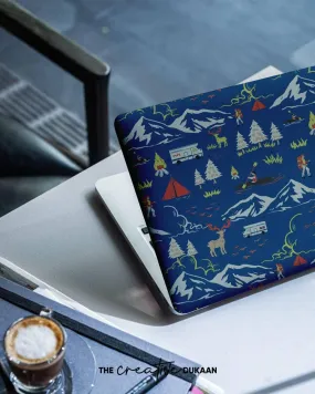 Travel Doodle Laptop Skin in Blue Colour With Matt Finish