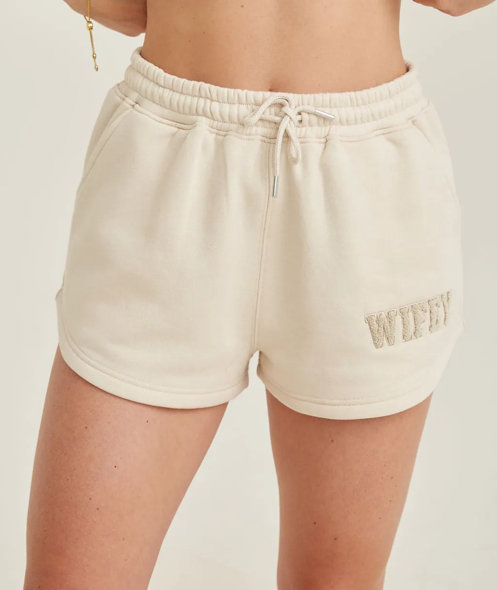 Wifey Teddy Shorts - Champagne