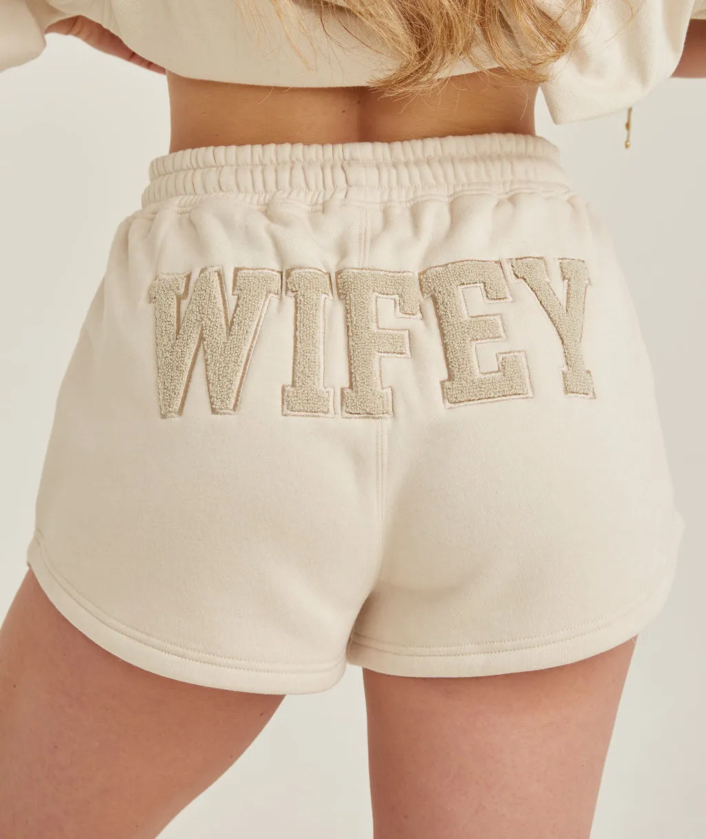 Wifey Teddy Shorts - Champagne