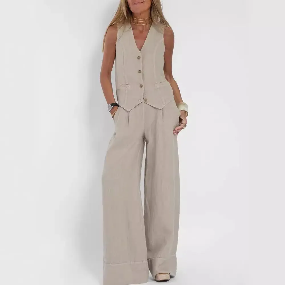 Women's Sleeveless Casual Vest and Trouser